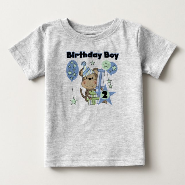 Mono Boy con regalos camisetas de segundo cumpleañ (Anverso)