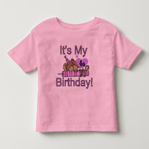 Mono chica 4ª camisetas de cumpleaños y regalos