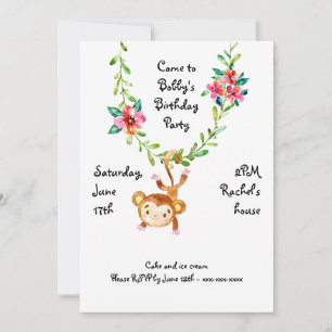 Mono colgando de la invitación al cumpleaños del v
