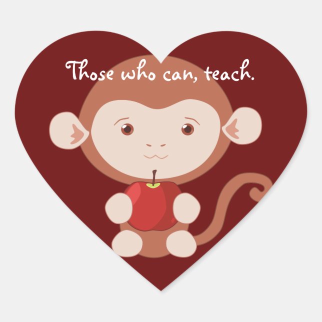 Mono con Pegatinas del corazón de Apple (Anverso)