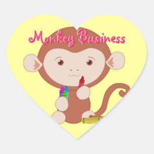 Mono con Pegatinas del Corazón de Crayones