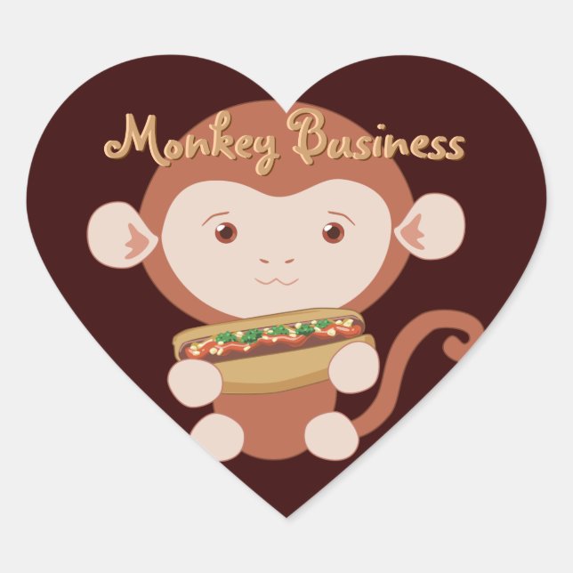 Mono con Pegatinas del corazón de Hotdog (Anverso)