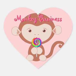 Mono con Pegatinas del corazón de Lollipop