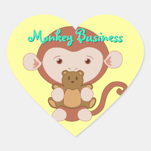 Mono con Pegatinas del corazón de Teddybear