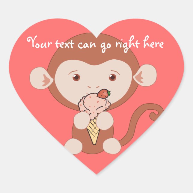 Mono con Pegatinas del corazón del helado (Anverso)
