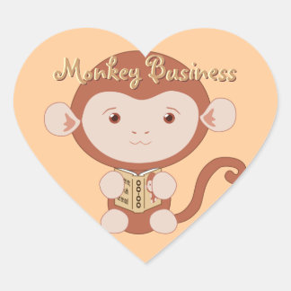 Mono con Pegatinas del corazón del libro