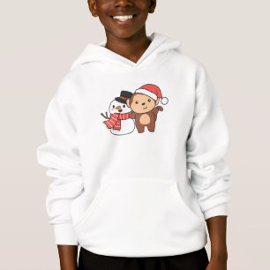 Mono Con Snowman En Invierno Para Navidades