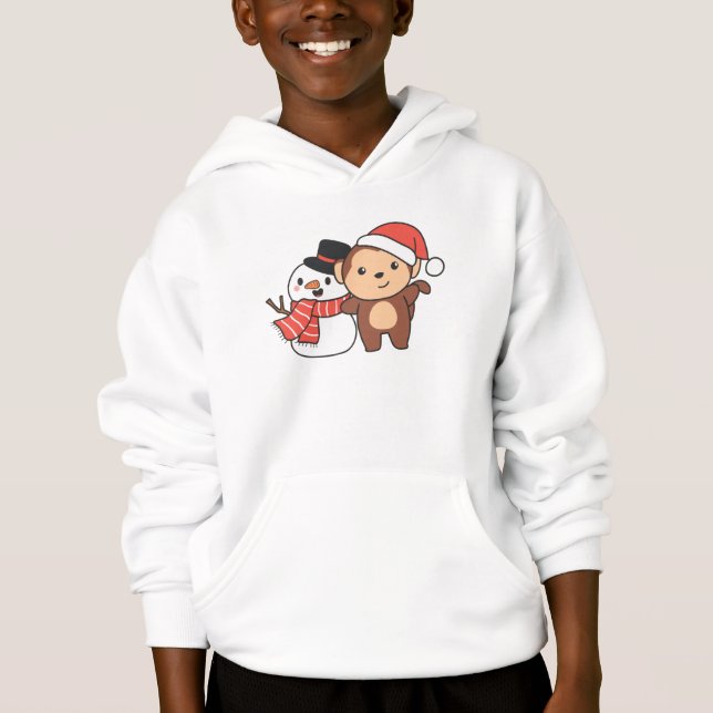 Mono Con Snowman En Invierno Para Navidades (Anverso)