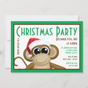 Mono Cute Santa Hat - Invitación de Navidades verd