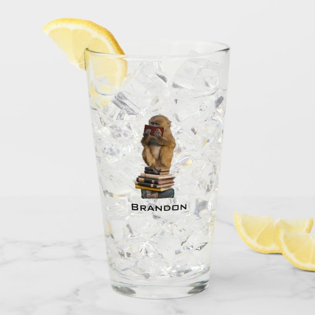 Mono de bebé lindo añadir nombre Glass (Anverso (hielo))