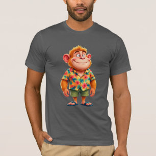Mono de dibujos animados divertido con camisa hawa