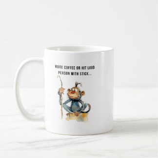 Mono de humor para café con taza de café con palo