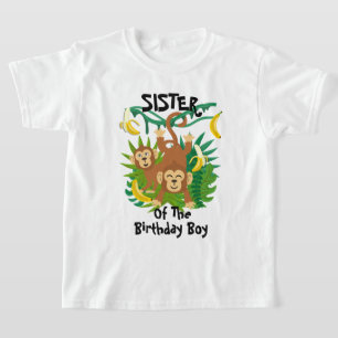 Mono de la hermana de la camiseta de cumpleaños