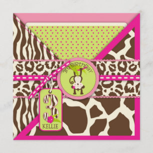 Mono de la jungla Invitación de tercer cumpleaños 