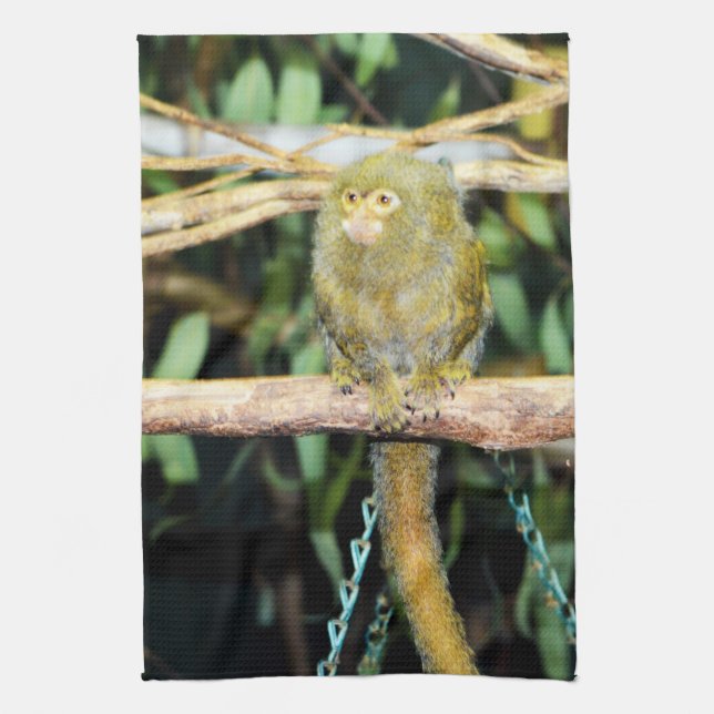 Mono De Marmoset Sentado En Una Rama, Toalla De Té (Vertical)