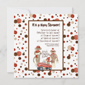 Mono de media, invitación de boy Baby Shower