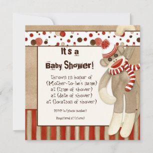 Mono de media, invitación de boy Baby Shower