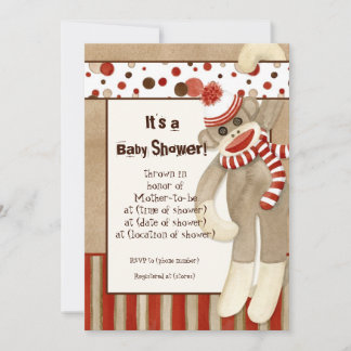 Mono de media, invitación de boy Baby Shower