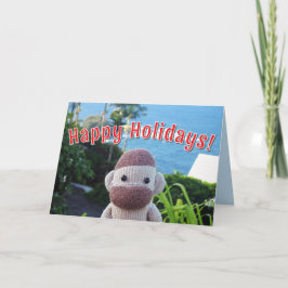 Mono de media luna - Tarjetas de Navidad de zócalo