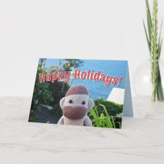 Mono de media luna - Tarjetas de Navidad de zócalo
