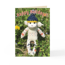 Mono de media luna - Tarjetas de Navidad nórdicas