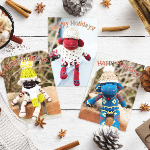 Mono de media - Tarjetas de Navidad nativas estado