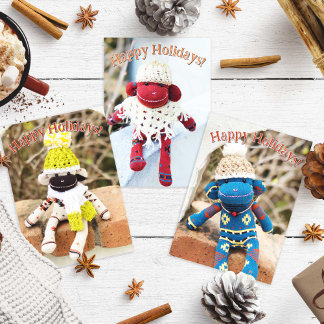 Mono de media - Tarjetas de Navidad nativas estado