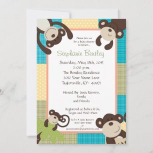 Mono de Mod Monkey 5x7 Invitación Baby Shower