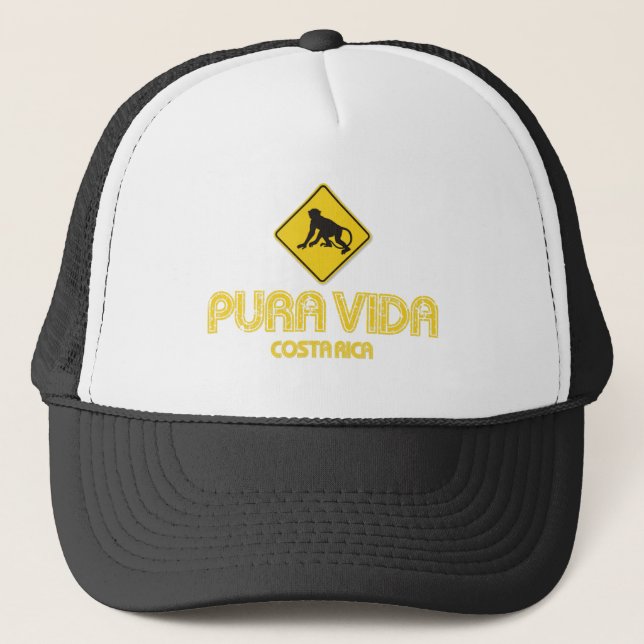 Mono de Pura Vida que cruza el gorra de Costa Rica (Anverso)