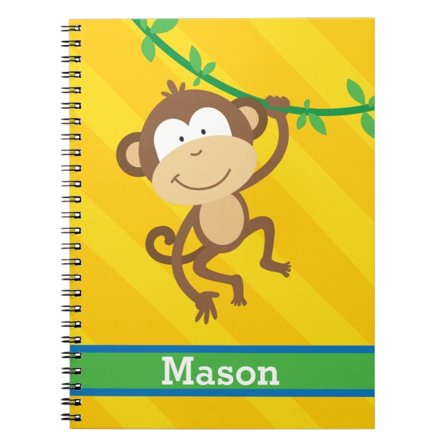 Mono divertido en el cuaderno personalizado selva (Frente)
