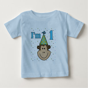 Mono en camisetas del cumpleaños del gorra del