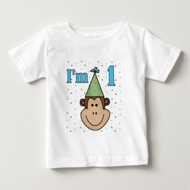 Mono en Fiesta Gorra camisetas de cumpleaños 1 (Anverso)