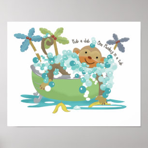 Mono en la impresión de arte en el baño - Marrón o