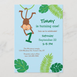 Mono en la jungla Invitación de primer cumpleaños