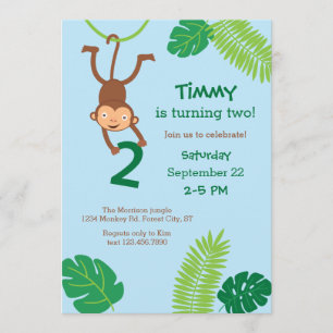 Mono en la jungla Invitación de segundo cumpleaños
