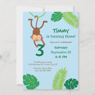 Mono en la selva, tercera invitación de cumpleaños