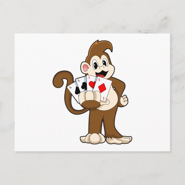 Mono en Poker con tarjetas de póker (Anverso)