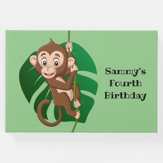 Mono en un libro de invitados de diseño de vino (Anverso)