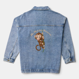 Mono En Una Chaqueta Denim De Diseño Vino