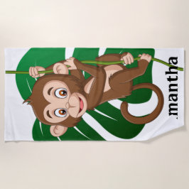 Mono en una toalla de playa de diseño de vides