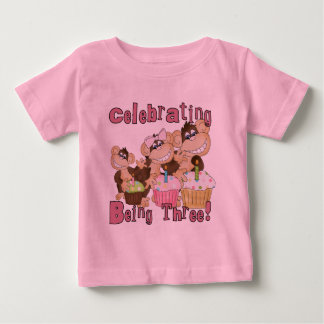 Mono Fiesta Rosado 3 camisetas de cumpleaños y reg