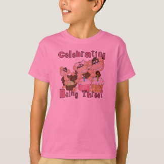 Mono Fiesta Rosado 3 camisetas de cumpleaños y reg