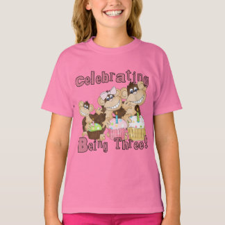 Mono Fiesta Rosado 3 camisetas de cumpleaños y reg
