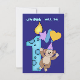 Mono globo 1ª invitación a fiesta de cumpleaños