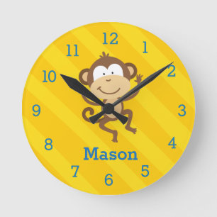 Mono gracioso en el reloj de pared personalizado d