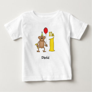 Mono gracioso Primer cumpleaños bebé camiseta