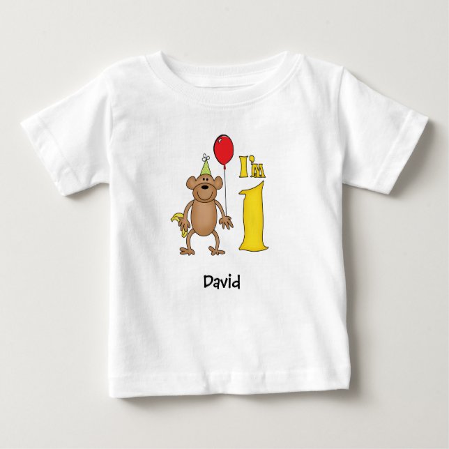 Mono gracioso Primer cumpleaños bebé camiseta (Anverso)