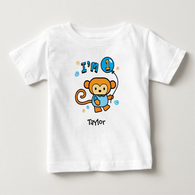 Mono Lil Primer cumpleaños Bebé Camiseta (Anverso)