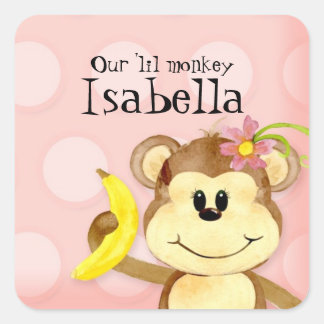 Mono Lil, sello de Pegatina de Baby Shower Chica