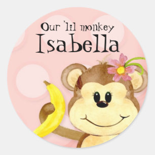 Mono Lil, sello de Pegatina de Baby Shower Chica
